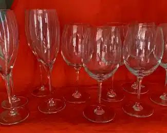 4 Dom Perignon Champagne Glasses, 4 Baccarat Wine Glasses