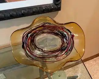 Murano Glass Centerpiece Bowl Handblown Glass of Venice - Signed 