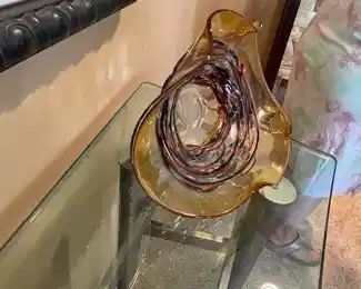 Murano Glass Centerpiece Bowl Handblown Glass of Venice - Signed 