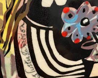 Hand Painted Tile Pat Custer Denison Art Pottery Hand Painted Signed 6” x 8” Vintage