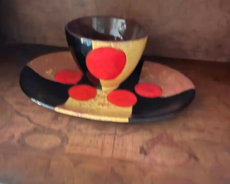 Art Deco Signed 2 Piece Studio Pottery Art