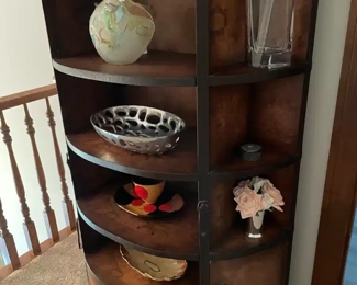 Bow Front Wood Bookcase / Display 