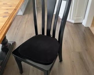 6 Black Painted Distressed Chairs 