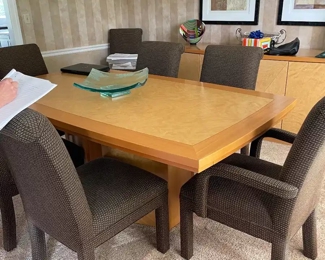 Excelsior Designs Italian Modern Style Dining Table with 2 Captain Chairs and 6 Dining Chairs 