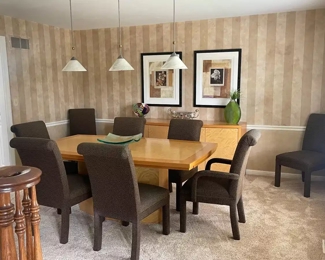 Excelsior Designs Italian Modern Style Dining Table with 2 Captain Chairs and 6 Dining Chairs 