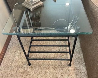 Modern Glass End Table with Iron Base 