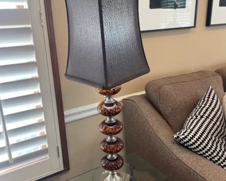Tortoiseshell Glass Table Lamp with Shade 