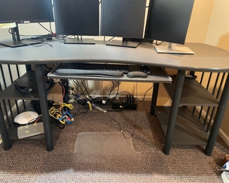 Office Desk - Kidney Bean Shape with 2 Open  Shelves  - 72" L 27" D X 30" H