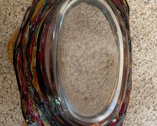 Murano Glass Centerpiece Bowl Handblown Glass of Venice - Signed 