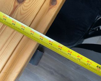 Old English Interiors Wood Farmhouse Kitchen Table Size 42" x 84.5" (Table was Refinished by Sue Wheeler 2022)6 Black Painted Distressed Chairs 