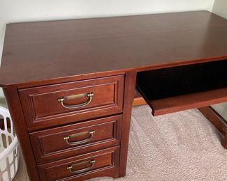 Computer Wood Desk With 3 Drawers & Keyboard Tray