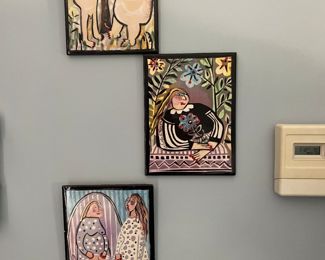 Hand Painted Tile Pat Custer Denison Art Pottery Hand Painted Signed 6” x 8” Vintage