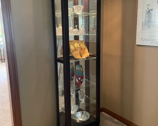 Etagere  Black Wood - Lighted - 5 Glass Shelves - Opens From The Side - Set of 2