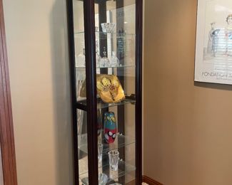 Etagere  Black Wood - Lighted - 5 Glass Shelves - Opens From The Side - Set of 2