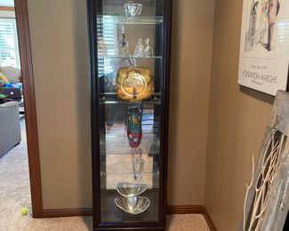 Etagere  Black Wood - Lighted - 5 Glass Shelves - Opens From The Side - Set of 2