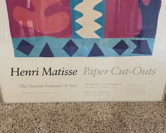 1977 Matisse Paper Cut-Outs Detroit Institute of Arts Framed Poster 