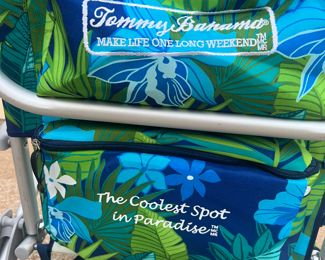 Tommy Bahama Reclining Folding Beach Chair With Built In Cooler