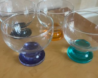 Vintage MCM Dessert Ice Cream Sundae Cordial Footed Glass Dish Bowl - Set 10 -