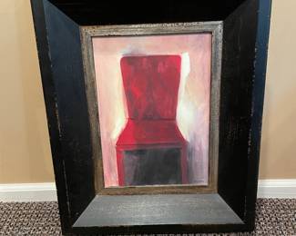 Authentic Hand Crafted Italian Frame Roma Collection Painting Board Red Chair