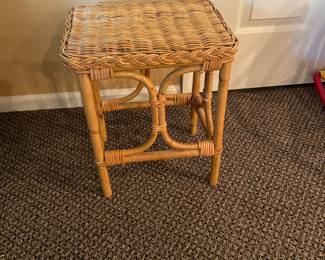 Vintage Bamboo Rattan Side Table Stand Boho 