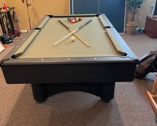 Destroyer Billiard Table by Legacy Billiards Includes: Foldable Indoor Conversion Table Top (Ping Pong Table for Billiard Table) and Floor Cue Rack with Billiard Cue Sticks!