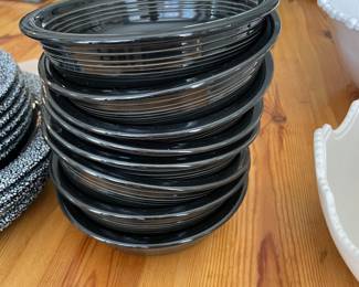 Vintage Homer Laughlin Fiesta Ware Black Dinnerware Soup Cereal Bowl - Set of 8 -