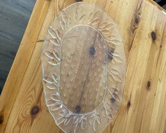 Kosta Boda Anna Textured Art Glass Oval Glass Platter