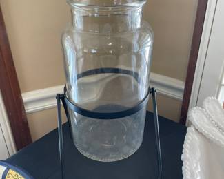 Vase In Stand (Set Of 2) 14"H Metal, Glass