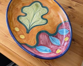 Large Hand Painted Leaf Platter from Italy 