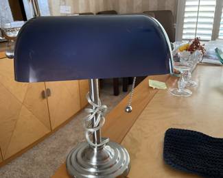 Blue Bankers Table Lamp