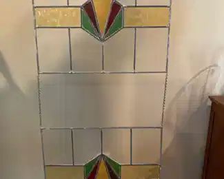 2 stained glass panels 