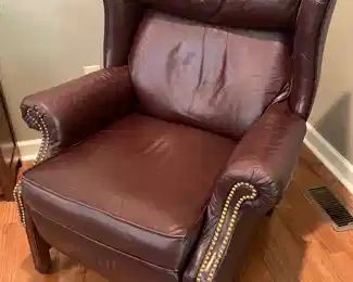 Leather wing chair