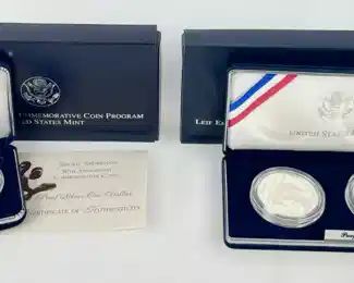 2000-P U.S. Leif Ericsson Millennium Commemorative Icelandic Two Coin Proof 90% Silver & 1997-S U.S. Jackie Robinson 50th Anniversary 90% Silver Commemorative Coins W/ Certificate Of Authenticity
