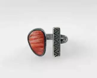 Modernist Sterling Silver Spiny Oyster Ring 6.75
