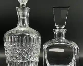 Cristal D'Arques Blown Crystal Cut Longchamp Decanter & Vintage Square Clamshell Decanter
