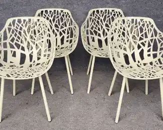 4 Forest FAST Mid Century Modern Made in Italy Powder Coated Aluminum Side Chairs by Francesca Petricich and Robby Cantarutti
