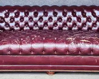 Vintage Chesterfield Burgundy Sofa Tufted

