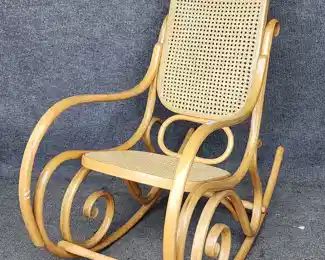 20th Century Thonet Bentwood Caned Seat MCM Rocking Chair

