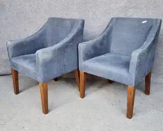 Pair of Pottery Barn Upholstered Navy Blue Arm Chairs
