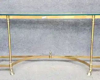 20th Century High Style Solid Brass Goat Foot Console Table Hollywood Regency style
