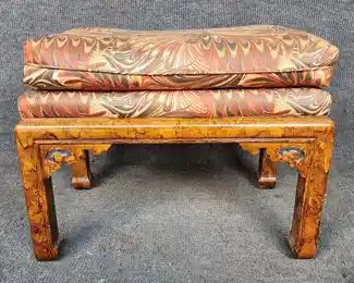 Fantastic Asian Faux Tortoise Finish wood Ottoman Marbling Textile Pattern Matching Lot 450
