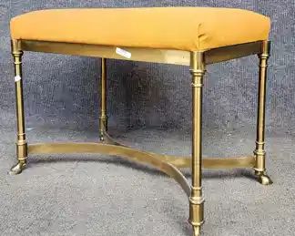 20th Century High Quality Solid Brass Goat Foot Bench Stool Ottoman
