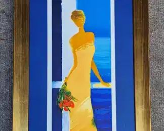 Original Emile Bellet Pencil Signed Artist Proof 21/95 Gilt Framed Print Pretty Lady
