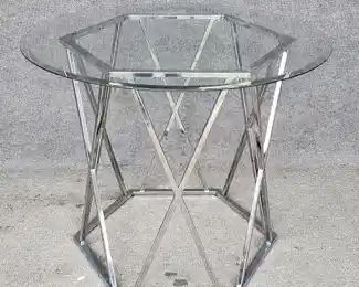 Modern Chox Octagon Side Center Bistro Table with Beveled Glass
