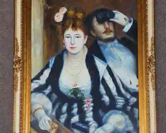 Fantastic La Loge Renoir Copy Oil Painting on Canvas Handsome Couple Watching Opera High Quality Framing
