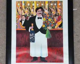 Guy Buffet Monsieur Hen Serigraph on Paper 350/595 Framed pencil Signed
