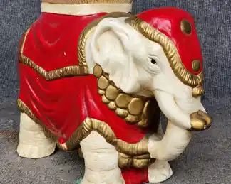 Vintage Plaster Figural Elephant Garden Seat Hollywood Regency Style
