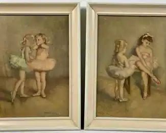 Pair of artist signed Pal Fried ballerina prints on board
