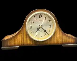 Vintage Linden Electronic Strike Chime Mantle Wooden Clock #7012
