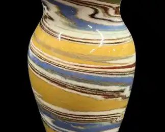 Early Desert Sands Pottery Mission Swirl Ware hand thrown large flared rim vase 6.25" Ferrell Evans Boulder City, Nevada
